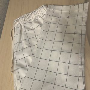 white grid pants
